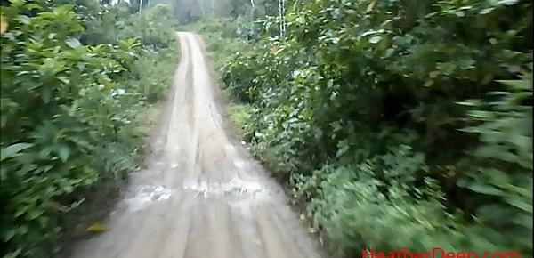  peeing next to horse in jungle